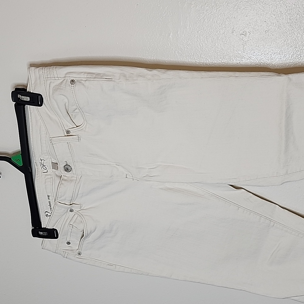 LOFT Modern Cuffed Crop Jeans Off White Buttercream Classic Spring Summer - Picture 2 of 12